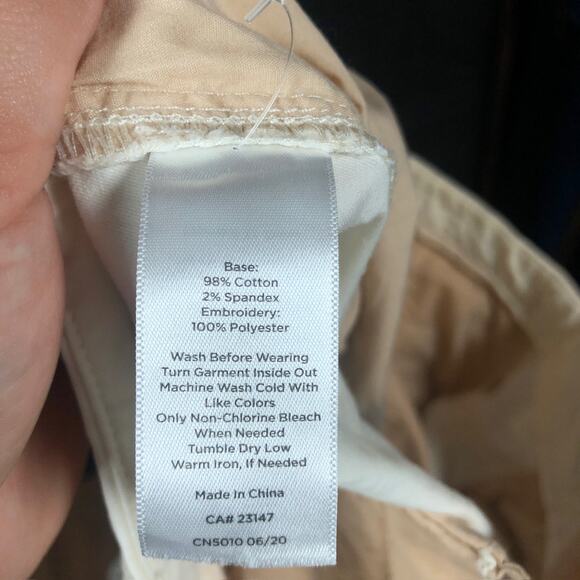 Talbots Womens Pants Cream Brown Elephant Print Petite Relaxed Chino 16P - Picture 5 of 11